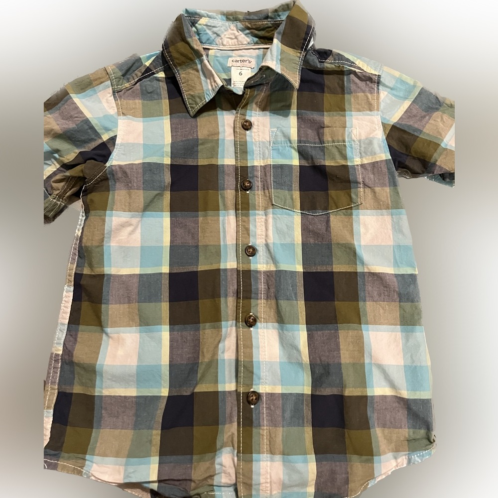 Carter's Button Down Short Sleeve Shirt Size 6